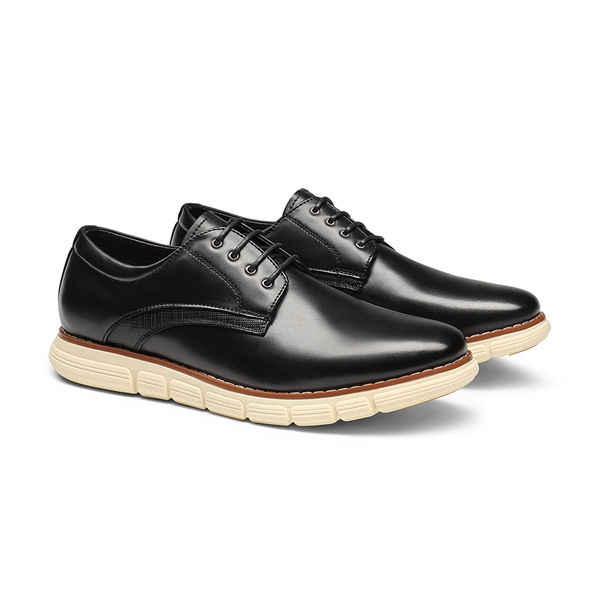 [CrossFlex NeatPolish] Men's Wide Plain-Toe Dress Sneakers - BLACK - 3